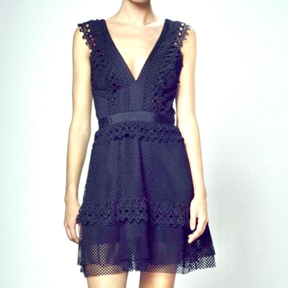 Shilla The Label Black Lace Mini Dress Element Net V-Neck Lined Sexy Size XS - Picture 1 of 16
